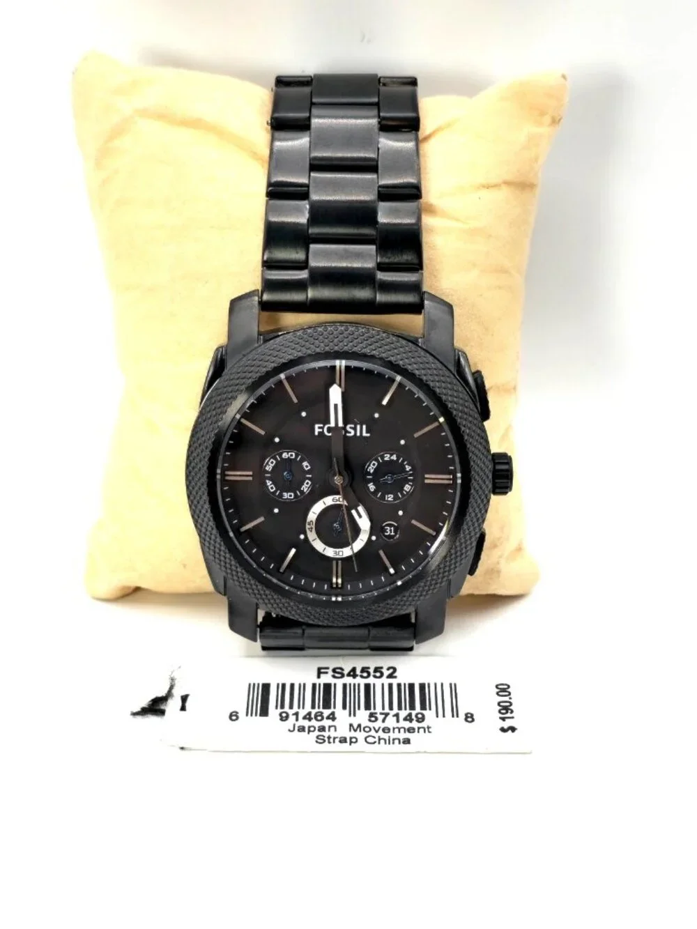 Fossil Machine FS4552 Men's Black Chronograph Watch 45mm